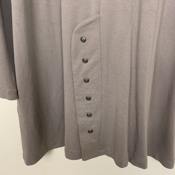 Focus Casual Life Womens L Jacket Cardigan Button Boho Taupe Lagenlook Relaxed - Picture 7 of 12